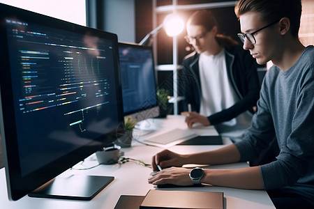 程序員團(tuán)隊(duì)在IT公司辦公室編程新應(yīng)用程序